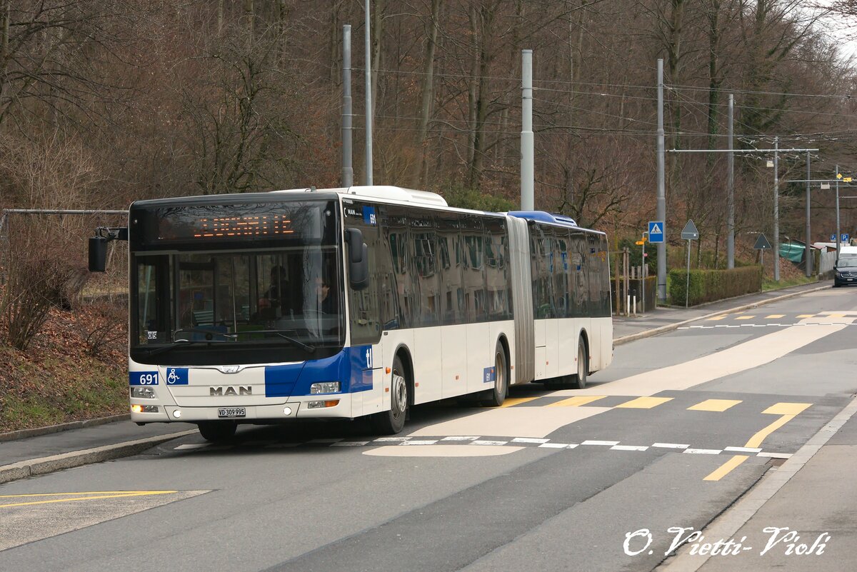 Autobus articulé Lion's City GL 691
Ici à Lausanne Bellevaux
le 29 Mars 2018