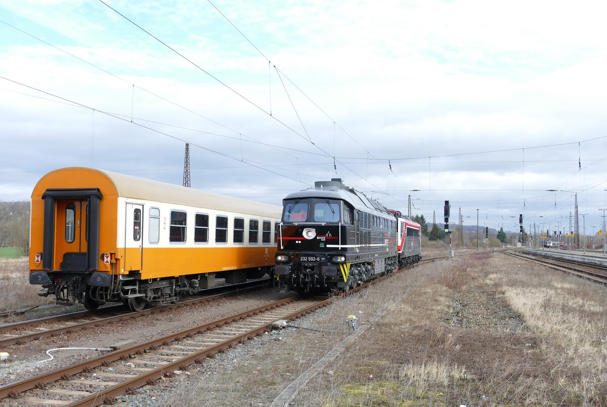 EBS 232 592-6 am 22.02.2024 auf Rangierfahrt in Naumburg (S) Hbf. (Foto: Wolfgang Krolop)