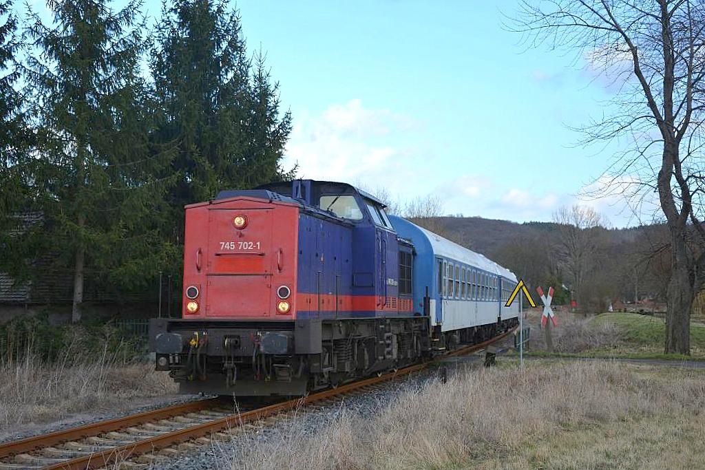 RailTransport-Stift s.r.o. 745 702-1 mit dem DGS 41386 von Rostock nach Karsdorf, am 10.03.2017 bei Balgst�dt. (Foto: dampflok015)