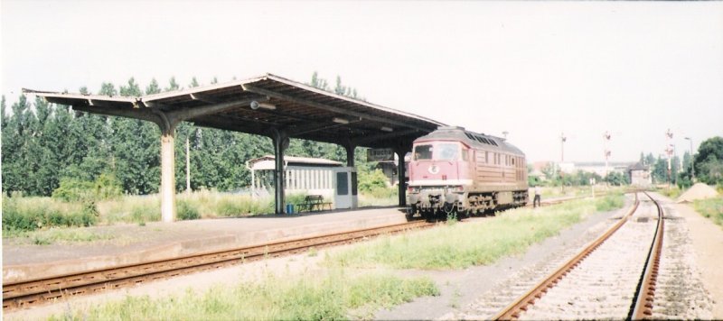 Eine V300 im Bf Laucha (Unstrut); 01.07.1994 (Foto: G�nther G�bel)