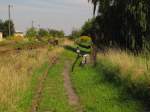 Ehemaliges G�terrangiergleis mit Handweiche an der Ostkopf vom Bf Querfurt; 07.09.2010