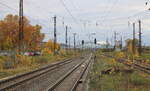 Blick vom Bahnsteig 2 in Naumburg (S) Hbf am 12.11.2023 in Richtung Bad Kösen.
