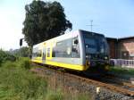 Am 01.09.211 fuhr der LVT 672 909 als RB 34870 nach Wangen (Unstrut) in Kleinjena durch.