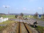 Der Bahn�bergang in Kleinjena am 16.03.2015.