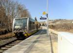 Burgenlandbahn 672 902  Rotk�ppchen Sekt  beim Halt am neuen Hp Freyburg.