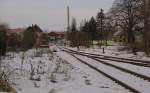 Westkopf vom Bf Laucha, mit dem Richtungsgleis nach Nebra und dem Stellwerk Lw; 13.12.2010 