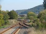 Blick aus Richtung Nebra in den Lauchaer Bahnhof.