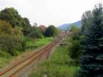 Blick vom Stellwerk Lw in den Lauchaer Bahnhof am 05.10.2014.