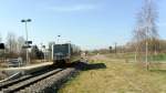 Am neuen Hp Reinsdorf (b Nebra) steht Burgenlandbahn 672 907  Stadt Braunsbedra  zur Weiterfahrt als RB 34877 nach Naumburg Ost; 16.03.2012