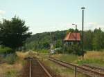 Ausfahrtsgleise Richtung Nebra im Bf Vitzenburg; 24.06.2002 (Foto: Herbert Graf)