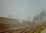 Vitzenburg am 05.05.1980: Ausfahrender Personenzug in Richtung Querfurt.