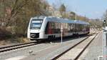 abellio 1648 931 als RB von Naumburg Ost nach Wangen, am 28.03.20022 bei der Einfahrt in den modernisierten Bahnhof Nebra.