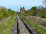 Das Unstrutbahngleis im Bahnhof Donndorf am 01.05.2016.