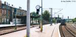 Blick nach S�den in Artern am 07.06.2003: Der LVT/S aus Naumburg Hbf hielt ung�nstig auf Gleis 3.