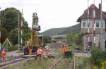 In Laucha wird am Bahn�bergang der B176 gebaut.