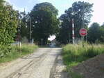 Der kaputte WSBB Bahn�bergang am 10.07.2024 in Nausitz. (Qentin Goerler)