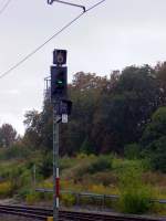 Ein heute nicht mehr t�glich zu beobachtendes Signalbild im Bahnhof Artern: Fahrt mit 60km/h Richtung Reinsdorf(b.Artern), also freie Fahrt f�r die Unstrutbahn.