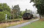 Die 41 1144-9 der IGE  Werrabahn Eisenach  e.V.  mit dem (ab Freyburg leeren)  Rotkäppchen-Express II  von Gera Hbf nach Karsdorf, am 23.09.2018 in Balgstädt. (Foto: Wolfgang Krolop)