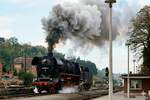 Nach einem Betriebshalt im Bf Nebra fuhr die DR 44 0093-3 am 19.03.1982 auf der #Unstrutbahn weiter in Richtung Artern. (Foto: Detlef Beck)