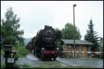 IGE Werrabahn 52 8039-1 am 24.08.1996 mit einem Fotog�terzug aus Sondershausen, am Posten 3 in Freyburg.