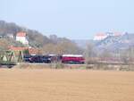 EBS V200 507 mit der EBS 140 815 + 140 811 von Karsdorf nach Naumburg (S) Hbf, am 21.03.2025 bei Ro�bach.