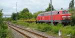 218 272-3 von DB Service S�dost GmbH Karslruhe holte am 26.06.2013 in Karsdorf zwei Flachwagen ab.