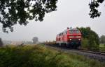 DB Services S�dost 218 208-7 mit Flachwagen vom Fahrzeugwerk Karsdorf Richtung Naumburg, am 13.09.2014 bei Kleinjena.