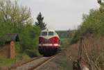 Die EBS 118 757-3 am 17.04.2014 w�hrend ihrer Premierenfahrt in DR Farben.