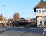 EBS 118 757-4 + 118 719-4 als Tfzf von Naumburg Hbf nach Karsdorf, am 25.02.2015 in Laucha.