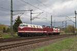 Am 14.04.2023 holte die EBS 118 719 ihre Kolleginnen 243 936 und 243 822 aus der Abstellung in Naumburg (S) Hbf ab, um sie nach Karsdorf zu bringen.