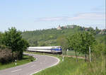 InfraLeuna 204 mit polnischen Zementkesselwagen aus Karsdorf, am 19.05.2007 auf der Unstrutbahn bei Freyburg (Unstrut).