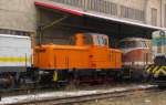 Die Deutz 57088, zuletzt als V43 001 beim Arbeitskreis Ostertalbahn im Einsatz, am 19.02.2011 abgestellt am Zementwerk Karsdorf.