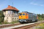 EKO Trans 232 850-8 beim passieren des Stellwerks w�hrend dem umsetzen im Bf Freyburg (Unstrut); 13.09.2008 (Foto: Daniel Berg)   