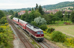EBS 132 334-4 erreicht am 20.08.2016 mit dem ersten  Fahrrad-Express  DPE 24871 aus Naumburg Hbf den ehem.