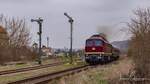 EBS 132 293-2 mit dem leeren  Rotkäppchen-Express I  Lr 16992 von Freyburg zur Abstellung nach Karsdorf, am 24.03.2019 bei der Ausfahrt in Laucha.