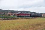 EBS 232 334 überführte am 12.01.2021 bei Kleinjena vermutlich die EBS 140 772 + 140 789 Richtung Naumburg.