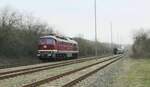 Die EBS 132 293-2 bespannte am 24.03.2019 ab Naumburg Hbf den  Rotkäppchen-Express I  von Neustadt (Orla) nach Freyburg und weiter als Lr 16993 bis Karsdorf Bbf.