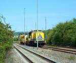 DB Netz Instandsetzung 203 312-4 mit dem DBV 94710 nach Oebisfelde, im Bf Karsdorf; 27.08.2009 