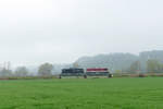 EBS 202 597 und 110 001 als Tfzf Richtung Naumburg, am 19.04.2021 bei Roßbach (Naumburg).