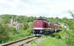 EBS 110 001-5 überführte am 13.05.2022 in Roßbach die EBS 143 936, 156 011 und frisch beklebte 155 239 von Karsdorf nach Naumburg (S) Hbf.