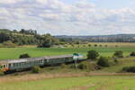 Die DB Museum V100 003 (92 80 1201 003-1 D-LDK) war am 13.09.2025 ab Sangerhausen Schlusslok am DZ 88309 der Eisenbahnfreunde vom Traditionsbahnbetriebswerk Staßfurt e.V.