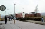 Am 22.10.1988 �bernahm die ZWK WL 004 ab Karsdorf einen DMV-Sonderzug aus Sangerhausen, um ihn nach Naumburg (S) Hbf zu bringen.