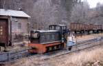 DR 199 007-6 am 27.01.1983 im Anschlu� der Papierfabrik Wilischthal.