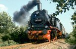 DR 74 1230 mit einem Sonderzug zum 100. Geburtstag der Reichsbahndirektion Erfurt, am 09.06.1982 in Erfurt West. (Foto: Klaus Pollm�cher †)