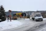 Am 10.12.2010 war die Tischlerei M�ller im Auftrag der DRE am Hp Wangen, um einen h�lzernen Unterbau f�r den geforderten  festen  Bahnsteig zu errichten, der dann nach Aussage der DRE mit