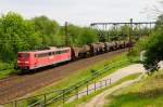 DB 151 150-0 mit Kesselwagen Richtung Bad K�sen, am 18.05.2012 in Naumburg Hbf.