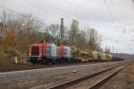 NBE Rail 212 364 + 212 369 mit einem Bauzug Richtung Bad K�sen, am 24.10.2013 in Naumburg Hbf.