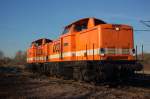 Locon 205 + 206 brachten am 31.10.2013 einen Schwellenzug f�r die Bauarbeiten zwischen Naumburg und Wei�enfels.