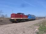 MTEG 204 311-5 + PRESS 140 008-6 am 19.04.2015 abgestellt in Naumburg Hbf.