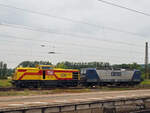 Am 21.07.2018 überführte die MEG 106 (92 80 1203 002-1 D-MEG) in Naumburg (S) Hbf die RBH 106  (91 80 6143 286-3 D-RBH) ins DB Stillstandsmanagement nach Karsdorf. (Foto: Ulf Wackernagel) 